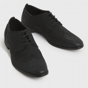 Black Perforated Lace-up Brogues