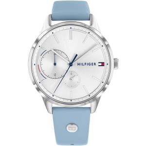 Tommy Hilfiger 1782023 Leather Round Analog Water Resistant Watch For Women – Baby Blue.
