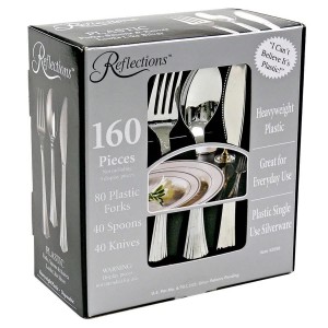 WNA Reflection 160 Pieces Silver Plastic Cutlery