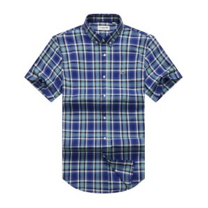 Blue And Black Check Short Sleeve Lacoste Shirt