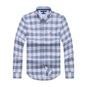 Light Blue Check Long-sleeved Tommy Hilfiger Shirt
