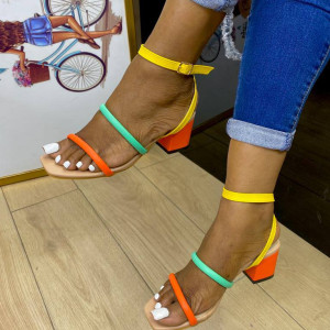 Multi-colour Block Heel Sandals