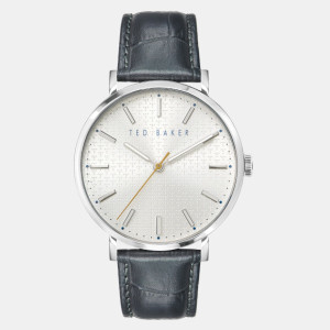 Ted Baker Men’s Grey Leather Strap With Silver Dial Watch