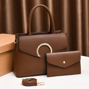 Dark brown 2-set Office Leather Handbag