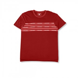 Jack and Jones Printed Struipes T-Shirt Red