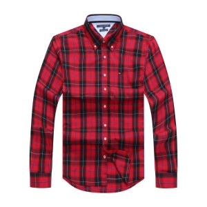 Red And Black Long-sleeved Check Tommy Hilfiger Shirt