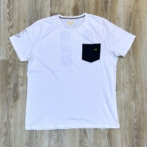 Plain White T-shirt With Side Black Pocket