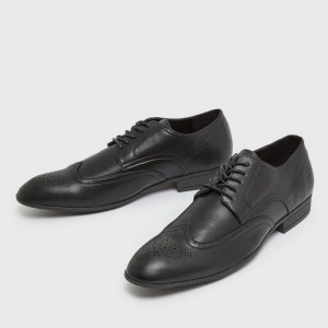 Black Leather Lace-up Brogues