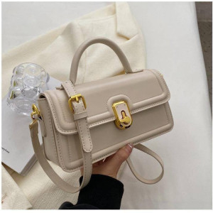 Cream Fashion Bag With Long Strap