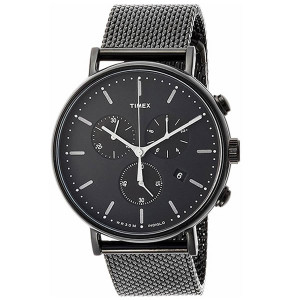 Men’s Timex Weekender Fairfield Chronograph Black Mesh Steel Watch