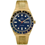 TIMEX Men’s Q Timex Blue Dial Gold Mesh Metal Watch